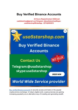 Buy usa Verified Binance Accounts