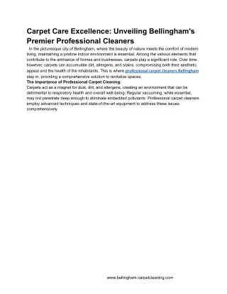 Carpet Care Excellence: Unveiling Bellingham's Premier Professional Cleaners