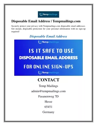 Disposable Email Address  Tempmailings