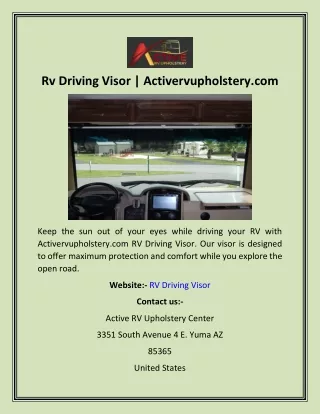 Rv Driving Visor  Activervupholstery