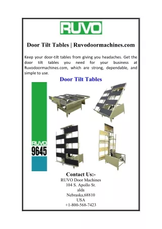 Door Tilt Tables | Ruvodoormachines.com