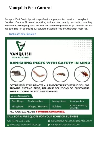 vanquish pest control