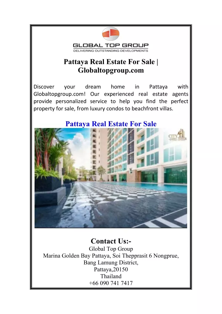 pattaya real estate for sale globaltopgroup com