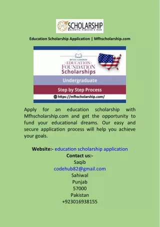 Education Scholarship Application  Mfhscholarship.com
