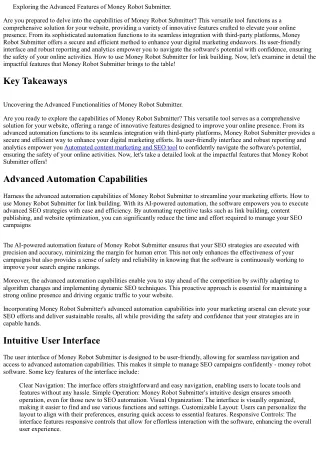 exploring the advanced features of money robot