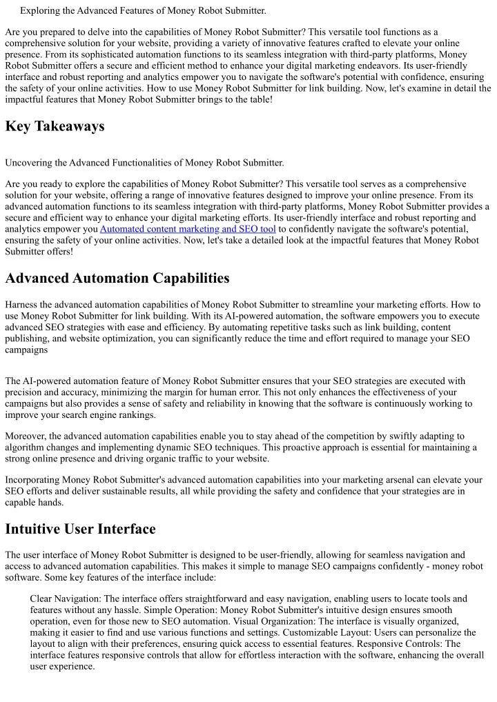 exploring the advanced features of money robot