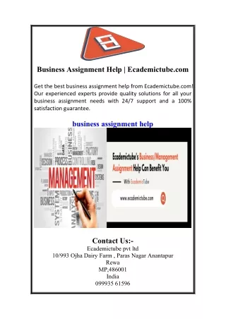 Business Assignment Help | Ecademictube.com