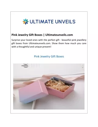 Pink Jewelry Gift Boxes  Ultimateunveils