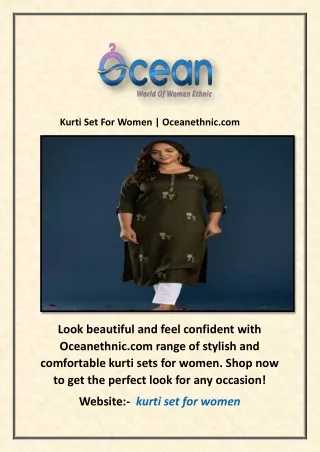 Kurti Set For Women | Oceanethnic.com