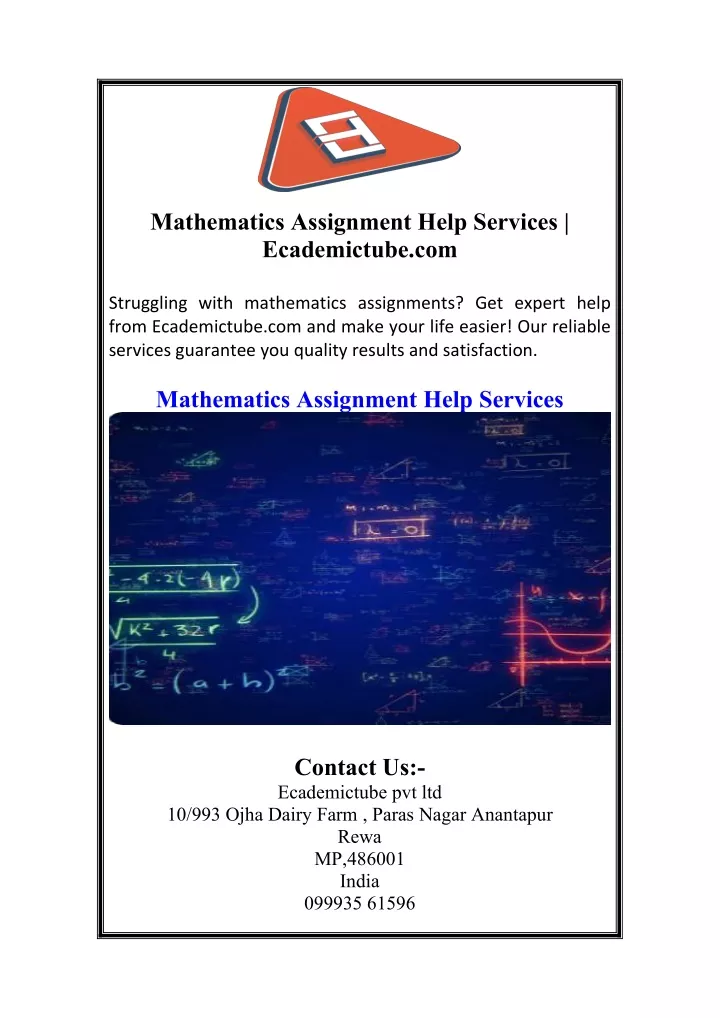 mathematics assignment help services ecademictube