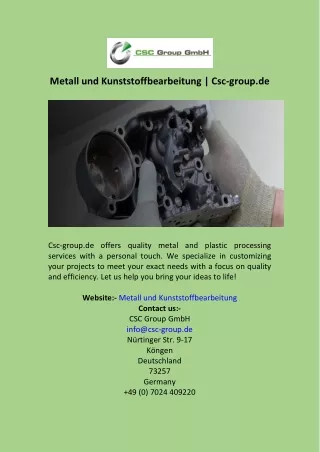 Metall und Kunststoffbearbeitung  Csc-group.de