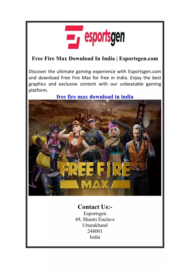 free fire max download in india esportsgen com