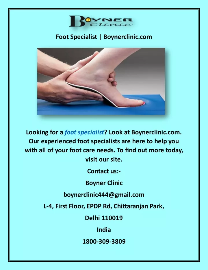 foot specialist boynerclinic com