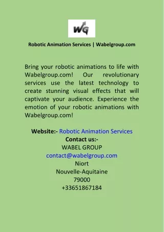 Robotic Animation Services  Wabelgroup.com