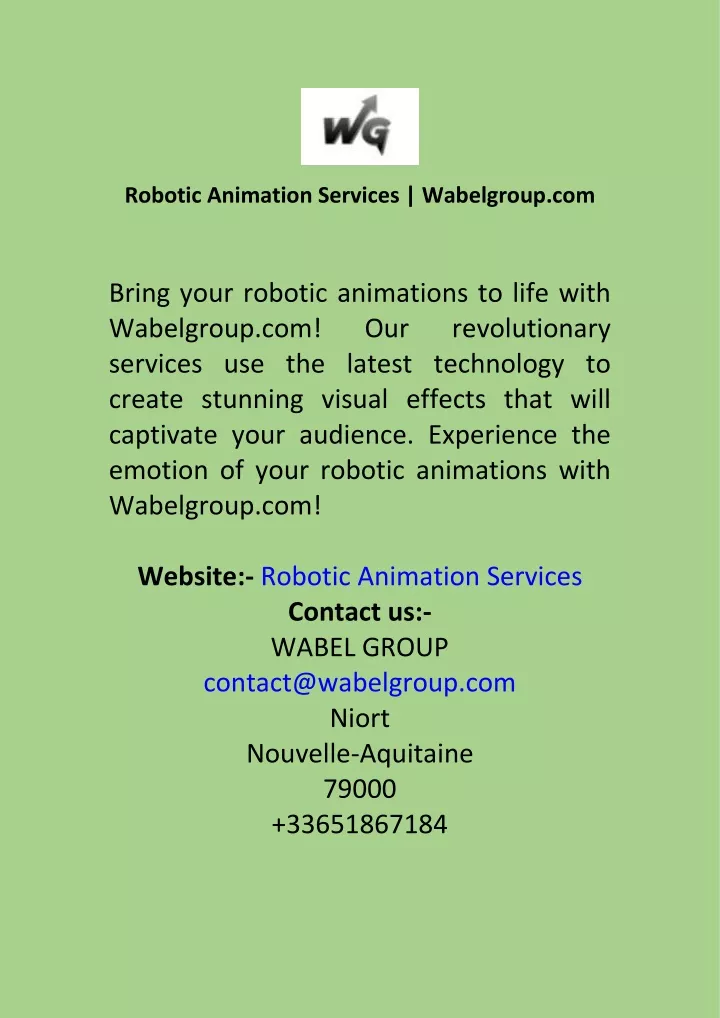 robotic animation services wabelgroup com