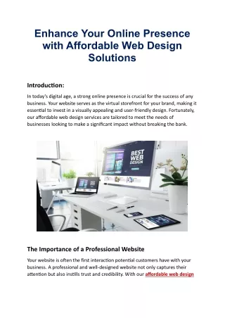 Enhance Your Online Presence with Affordable Web Design Solutions