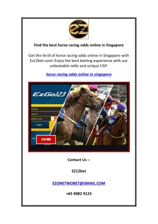 Find the best horse racing odds online in Singapore