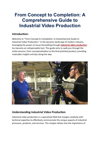 From Concept to Completion A Comprehensive Guide to Industrial Video Production