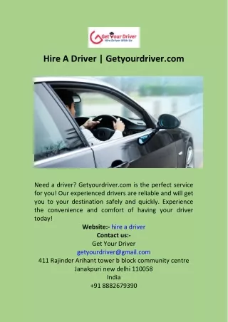Hire A Driver  Getyourdriver.com