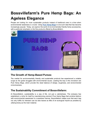 Bossvillefarm's Pure Hemp Bags_ An Ageless Elegance