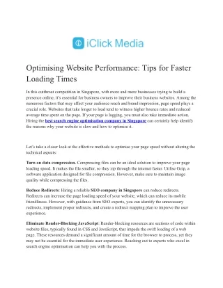 Optimising Website Performance: Tips for Faster Loading Times