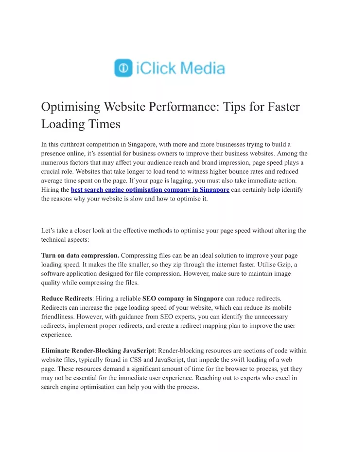 optimising website performance tips for faster