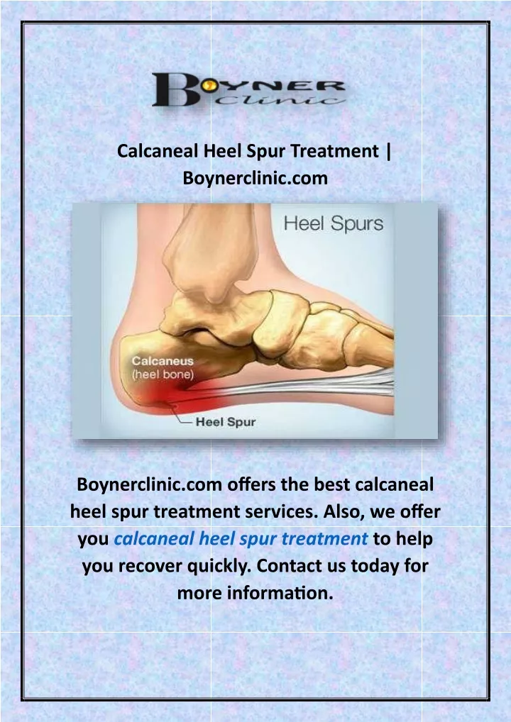 calcaneal heel spur treatment boynerclinic com