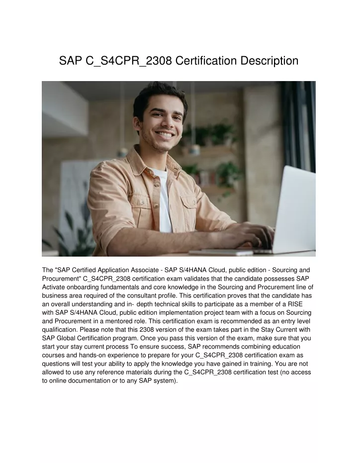 sap c s4cpr 2308 certification description