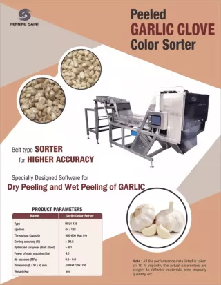 Henning Saint Peeled Garlic Color Sorting Machine Profile