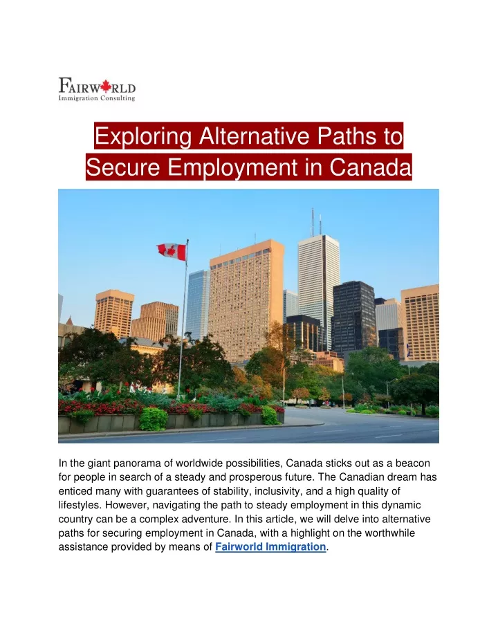 exploring alternative paths to secure employment