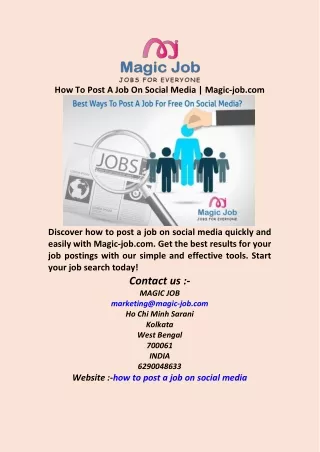 How To Post A Job On Social Media  Magic job com