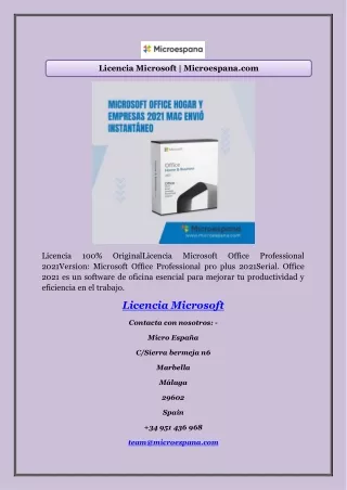 Licencia Microsoft | Microespana.com
