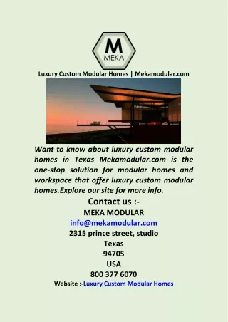 Luxury Custom Modular Homes  Mekamodular com