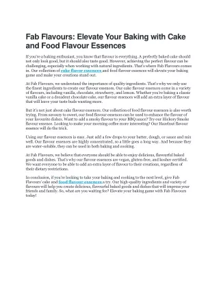 Fab Flavours: Elevate Your Baking with Cake and Food Flavour Essences