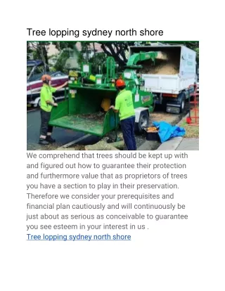 Tree lopping sydney north shore