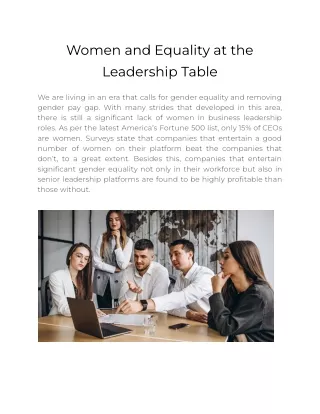 Women and Equality at the Leadership Table