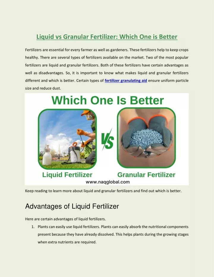 liquid vs granular fertilizer which one is better