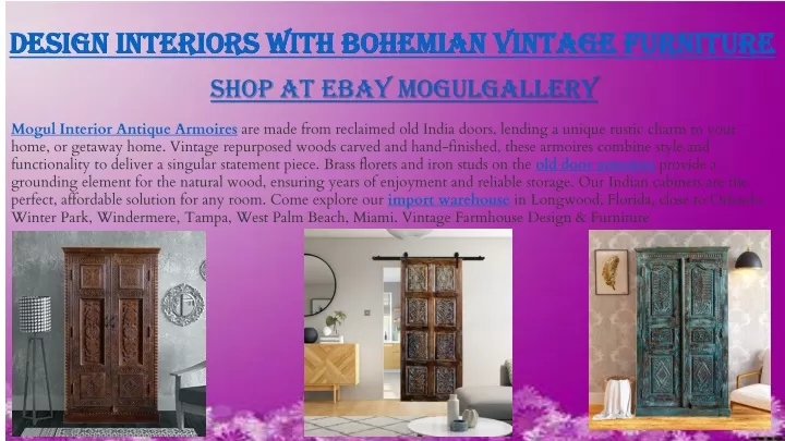 design interiors with bohemian vintage furniture