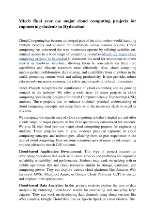 mtech final year cse major cloud computing