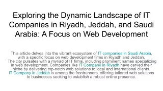 exploring the dynamic landscape of it companies