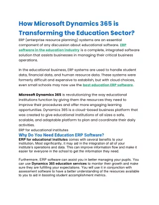 How Microsoft Dynamics 365 is Transforming the Education Sector