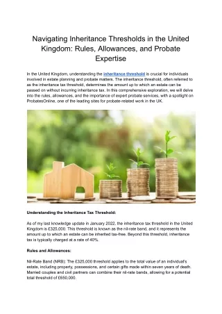 Navigating Inheritance Thresholds in the United Kingdom_ Rules, Allowances, and Probate Expertise