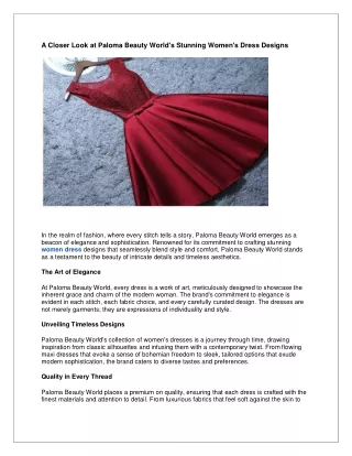 A Closer Look at Paloma Beauty World's Stunning Women's Dress Designs