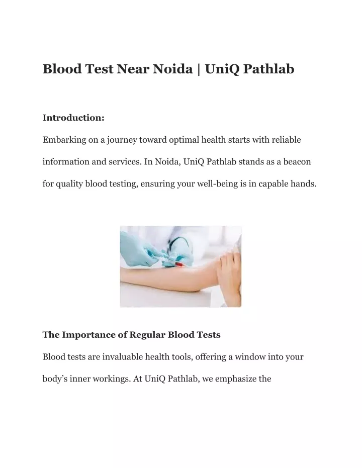 blood test near noida uniq pathlab