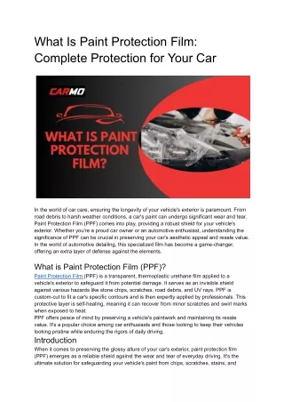 _What Is Paint Protection Film__ Complete Protection for Your Car