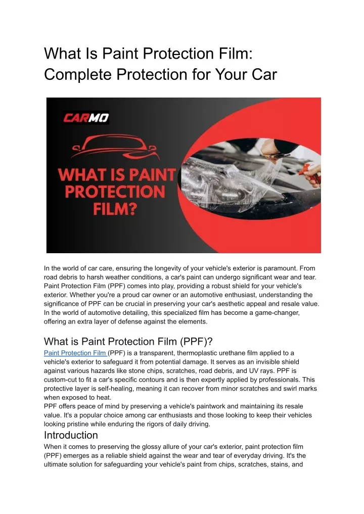 what is paint protection film complete protection