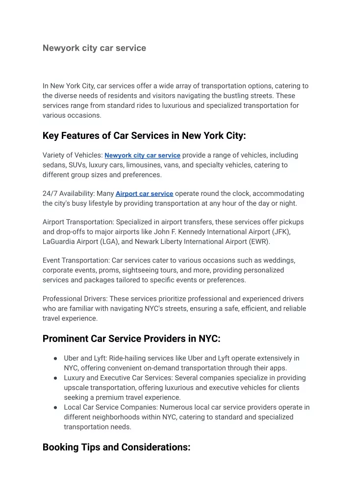newyork city car service
