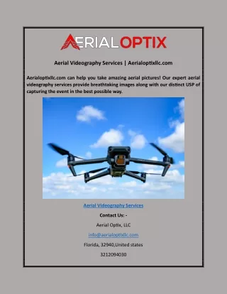 Aerial Videography Services | Aerialoptixllc.com