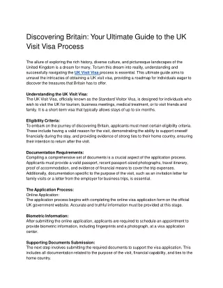 UK Visit Visa