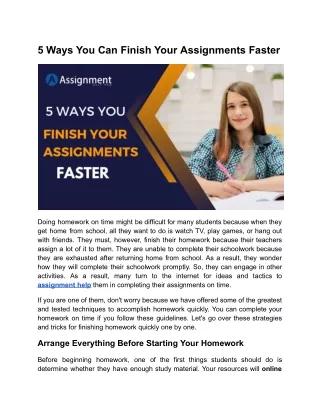 5 Ways You Can Finish Your Assignments Faster